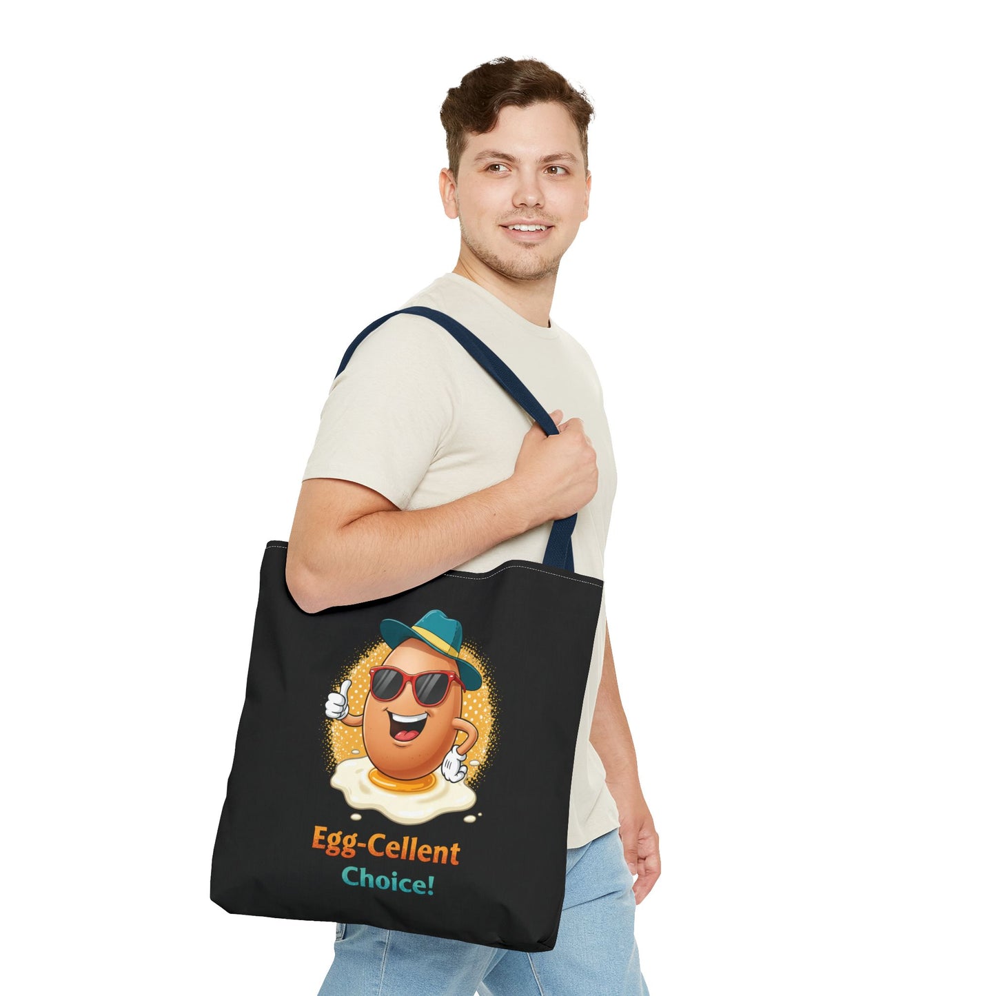 Tote Bag: Egg-Cellent Choice Thumbs Up Pun Design