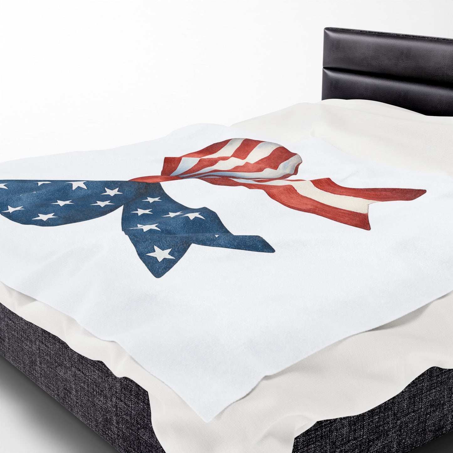 Patriotic Bow USA Blanket | 4th of July Throw | American Flag Blanket | USA Stars Stripes Decor | Cozy Fourth of July Gift | USA Home Decor