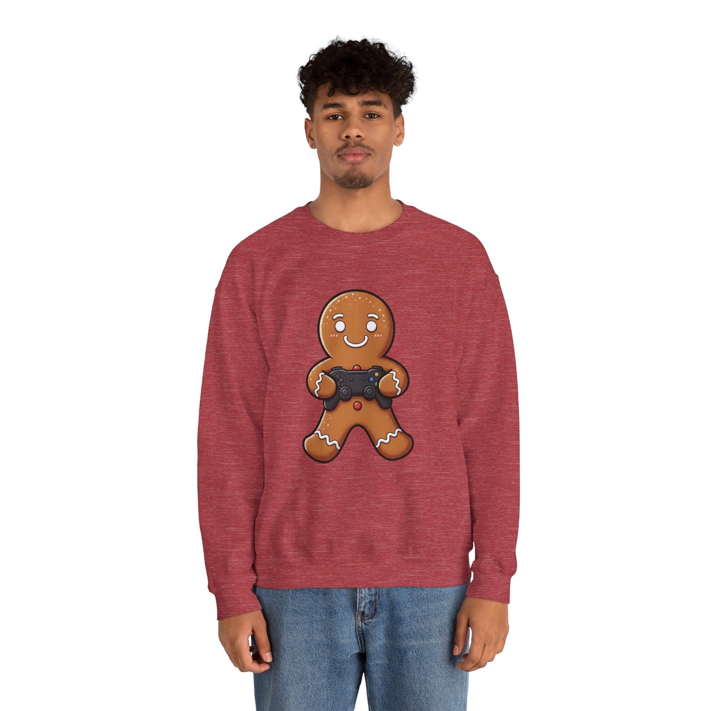 Gamer Gingerbread Sweatshirt | Funny Christmas Sweater | Cute Holiday Crewneck for Gamers | Cozy Unisex Winter Gift
