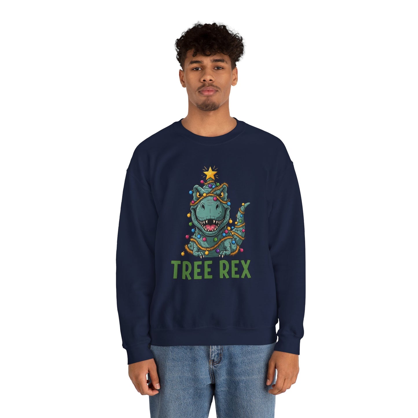 Tree Rex Christmas Sweatshirt, Funny Dinosaur Holiday Sweater, Cute T-Rex Christmas Crewneck, Festive Unisex Gift For Friends And Family