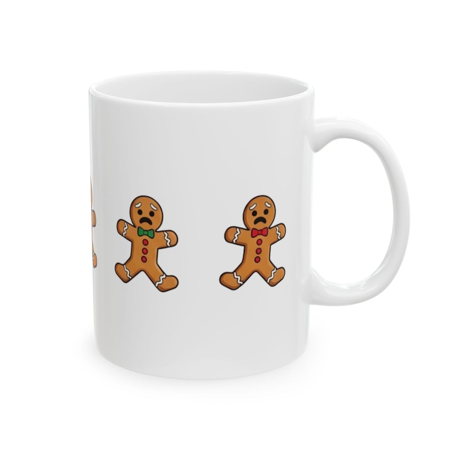 Funny Christmas Mug, Snowman and Gingerbread Mug, Holiday Coffee Cup Gift, Cute Winter Hot Cocoa Mug, Playful Festive Arcade Design
