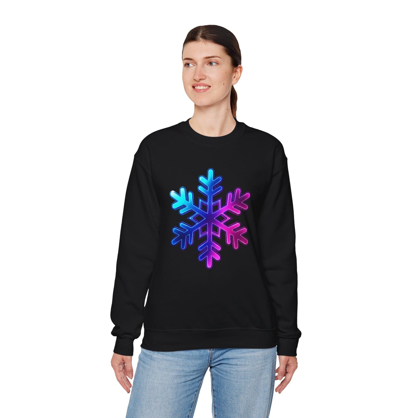 Blue Pink Gradient Snowflake Sweatshirt, Winter Aesthetic Pullover, Cozy Christmas Crewneck, Festive Holiday Sweater Gift for Her or Him