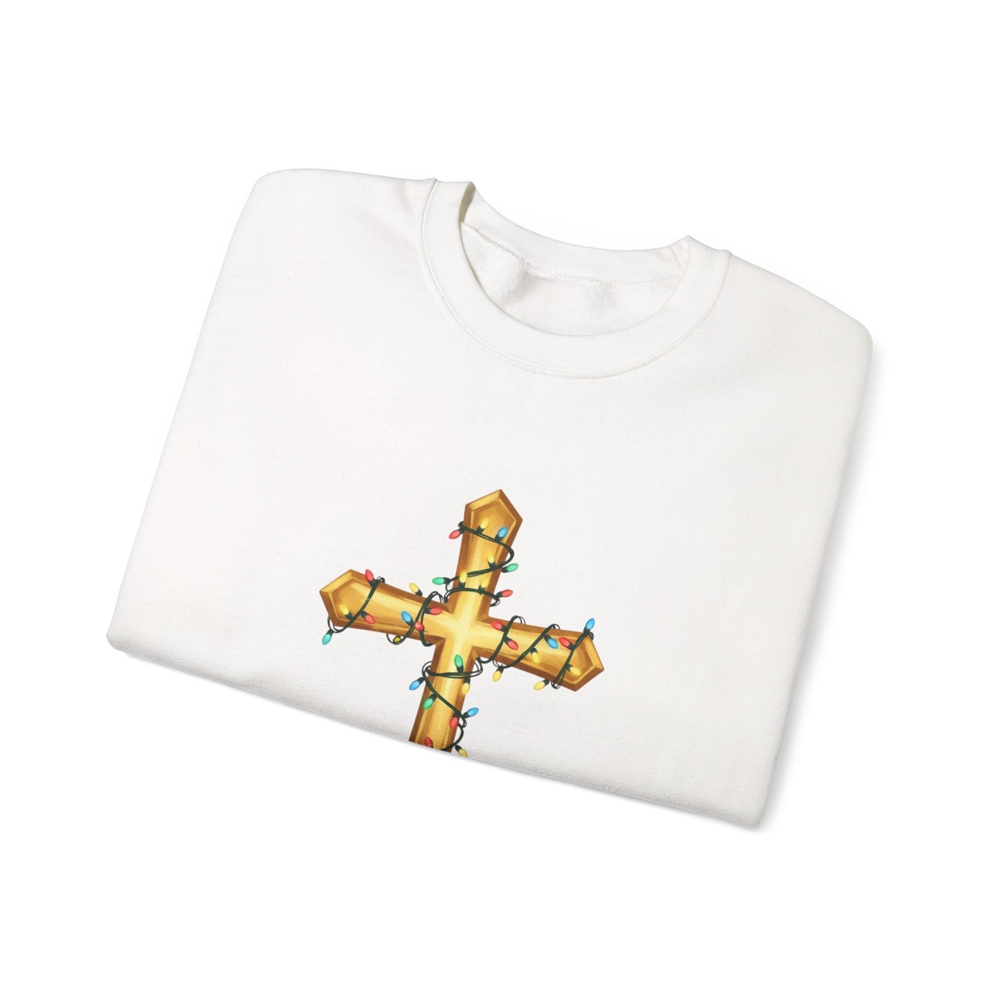 Christmas Cross Lights Sweatshirt, Christian Christmas Sweatshirt, Religious Holiday Cross Sweater, Jesus Christmas Gift, Faith
