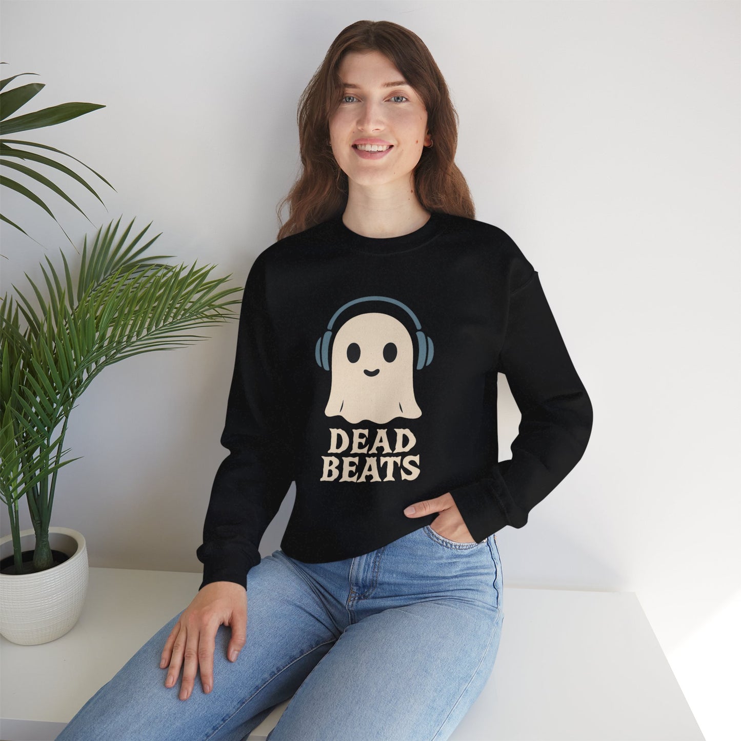 Dead Beats Ghost Sweatshirt, Funny Halloween Crewneck, Spooky Season Pullover, Music Lover Halloween Shirt, Cute Ghost Graphic Top