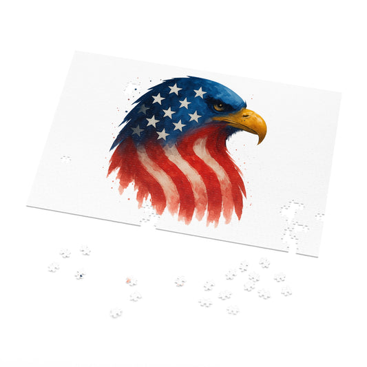 Patriotic Eagle Puzzle - 252 pc - 2000 pc Eagle Jigsaw in Tin, USA Family Game Night, Independence Day Gift, Educational Relaxation Decor