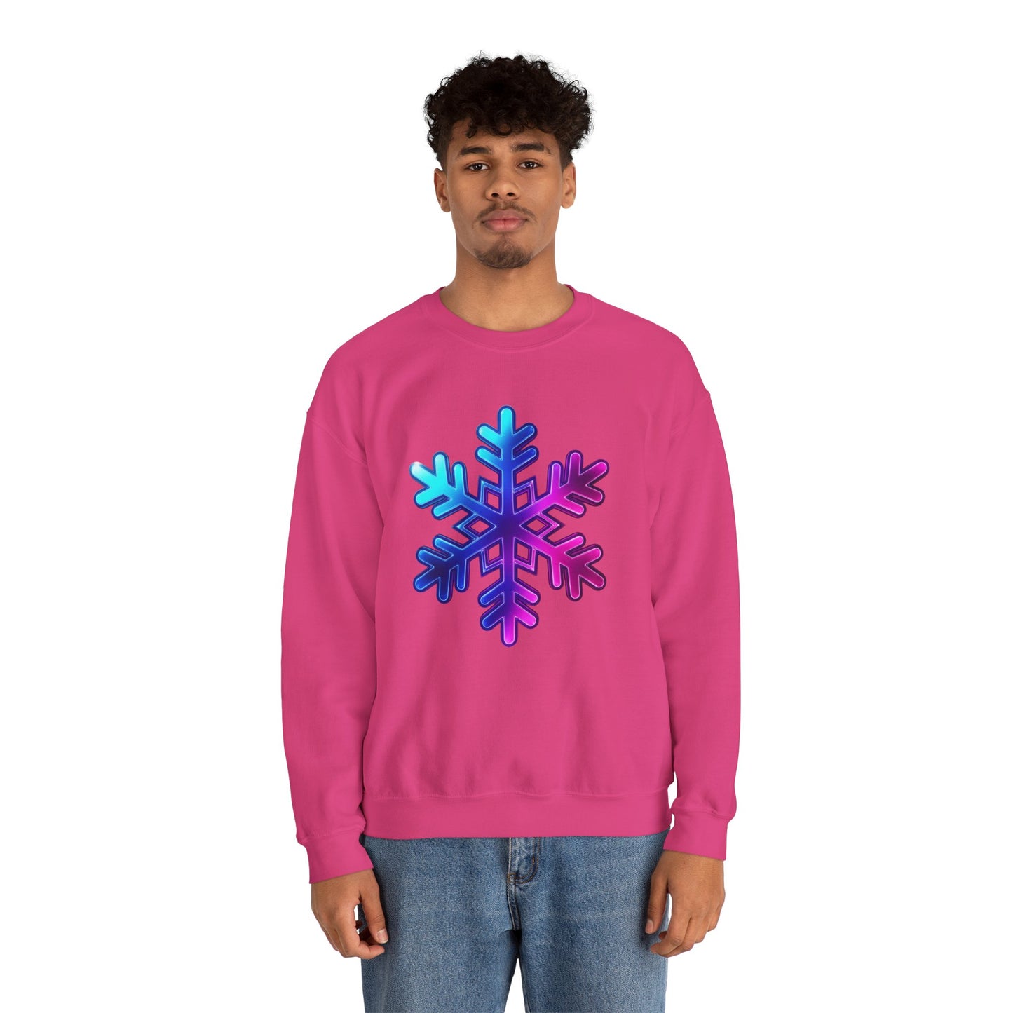 Blue Pink Gradient Snowflake Sweatshirt, Winter Aesthetic Pullover, Cozy Christmas Crewneck, Festive Holiday Sweater Gift for Her or Him