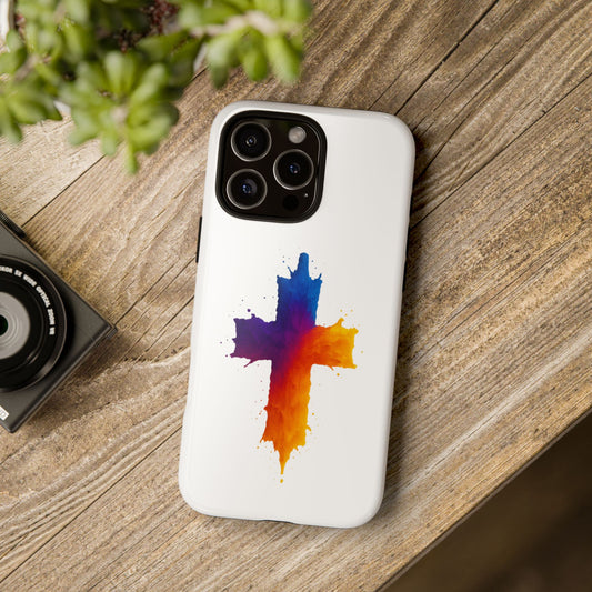 Christian iPhone Case – Watercolor Cross Phone Cover, Faith Gift for Her or Him, Inspirational iPhone Accessory