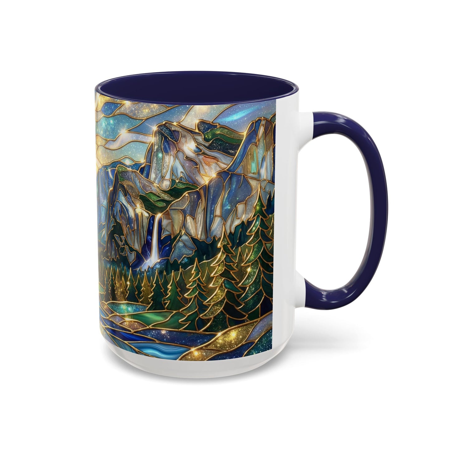 Stained Glass Yosemite Mug, Yosemite Mountain Coffee Cup, Waterfall Landscape Art Mug, Scenic Nature Mug, Yosemite Gift, Outdoor Lover Gift