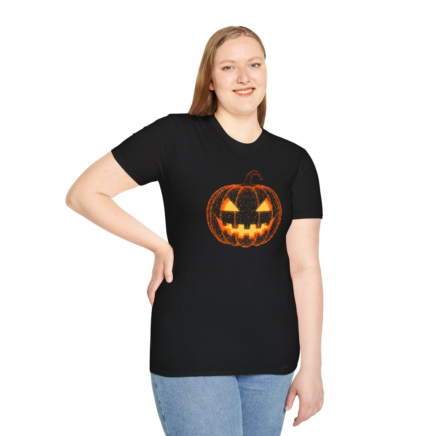 Bioluminescent Jack-O'-Lantern Halloween Shirt - Glowing Pumpkin Face Tee, Spooky Fall T-Shirt, Halloween Party Shirt, Unisex Fit