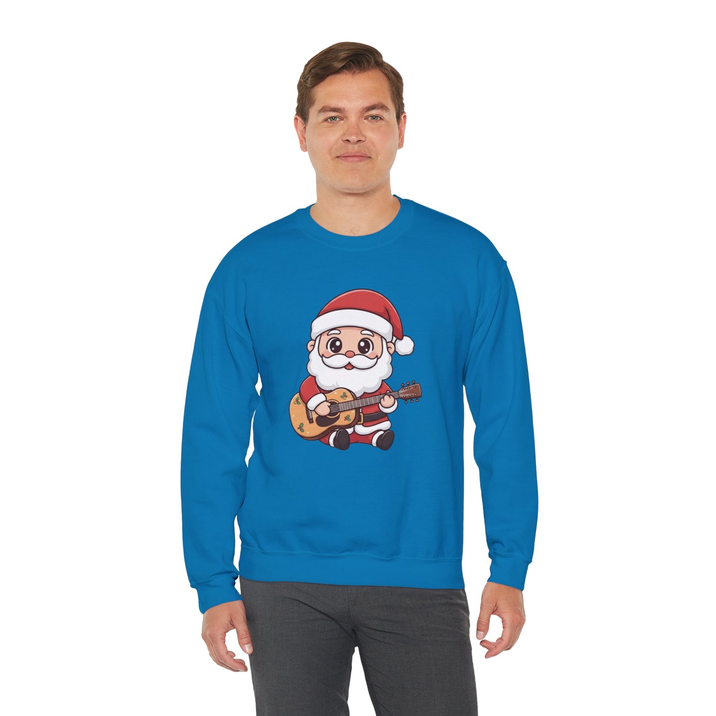 Cute Santa Guitar Sweatshirt | Christmas Music Lover Sweater | Holiday Crewneck | Funny Santa Musician Shirt | Cozy Xmas Gift for Him or Her