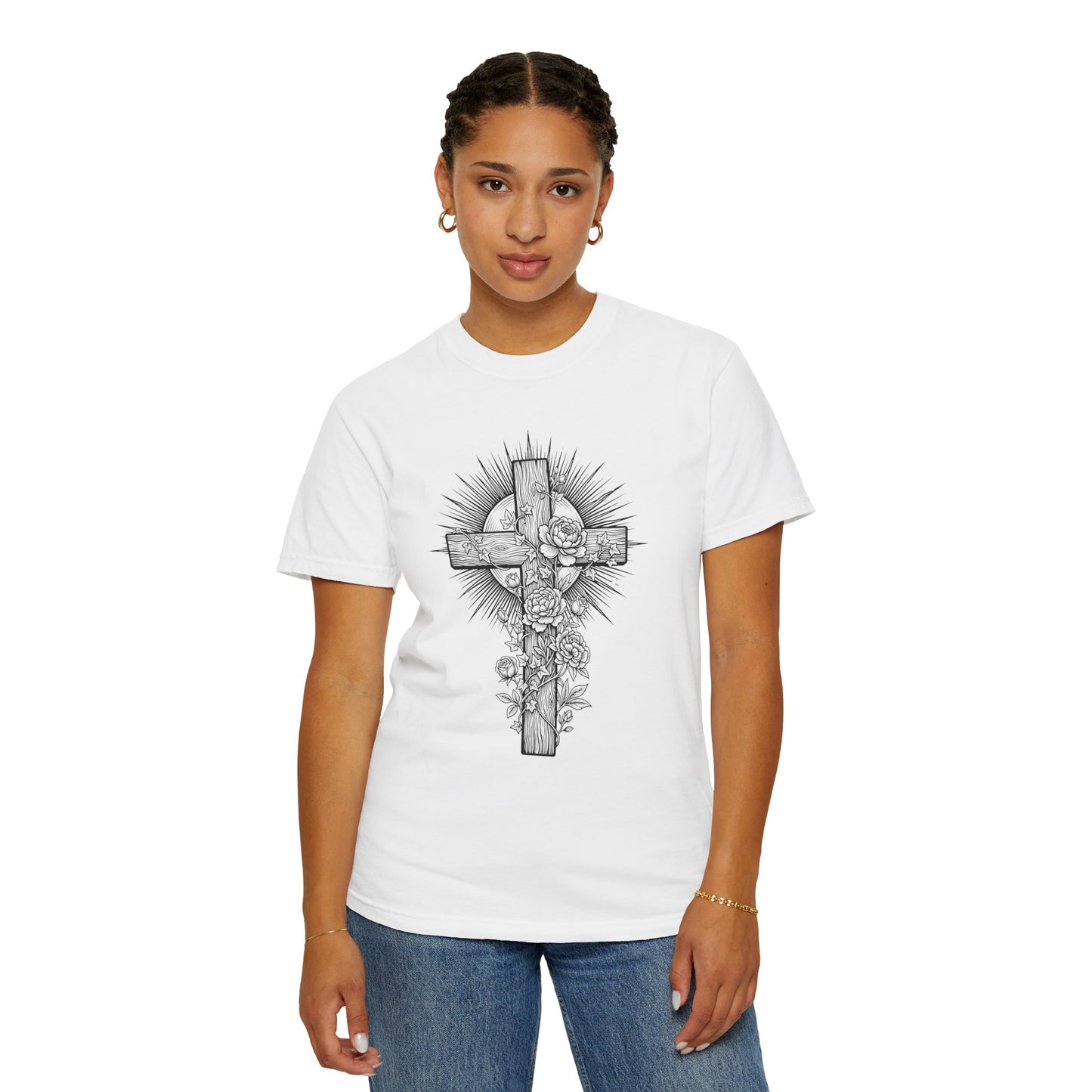 Christian Floral Cross Shirt, Boho Faith T-Shirt, Religious Botanical Tee, Wildflower Jesus Shirt, Easter Apparel, Christian Gifts