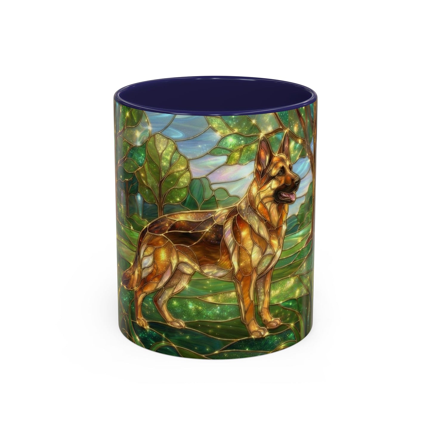 German Shepherd Mug, Stained Glass Dog Coffee Mug, German Shepherd Art Cup, Dog Lover Gift, Pet Memorial Mug, Colorful Dog Mug