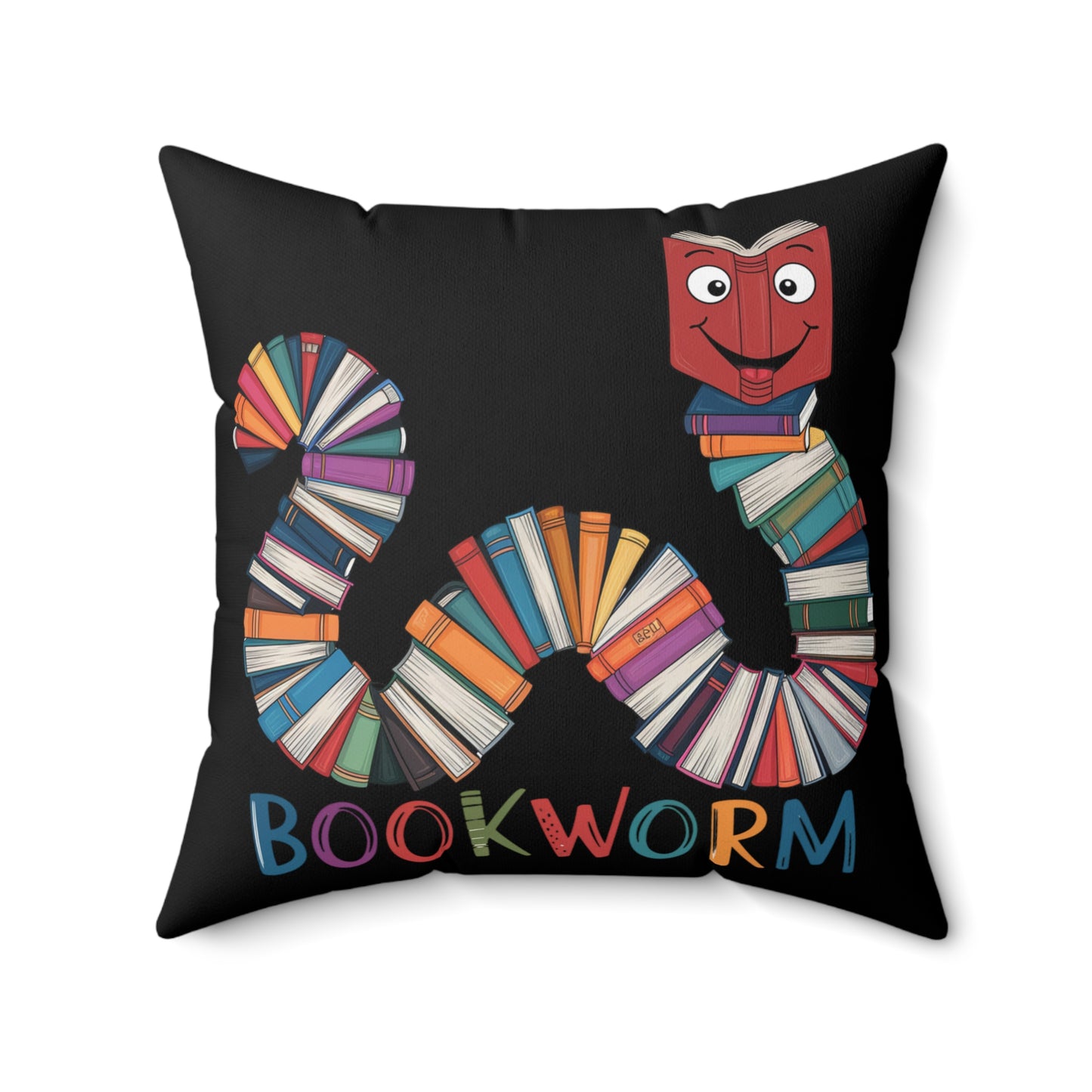 Square Pillow - Bookworm Design