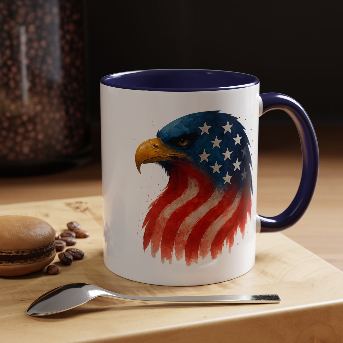 American Flag Eagle Mug - Patriotic Coffee Cup - USA Bald Eagle Gift - 4th of July Mug - Independence Day Drinkware - Veteran Gift