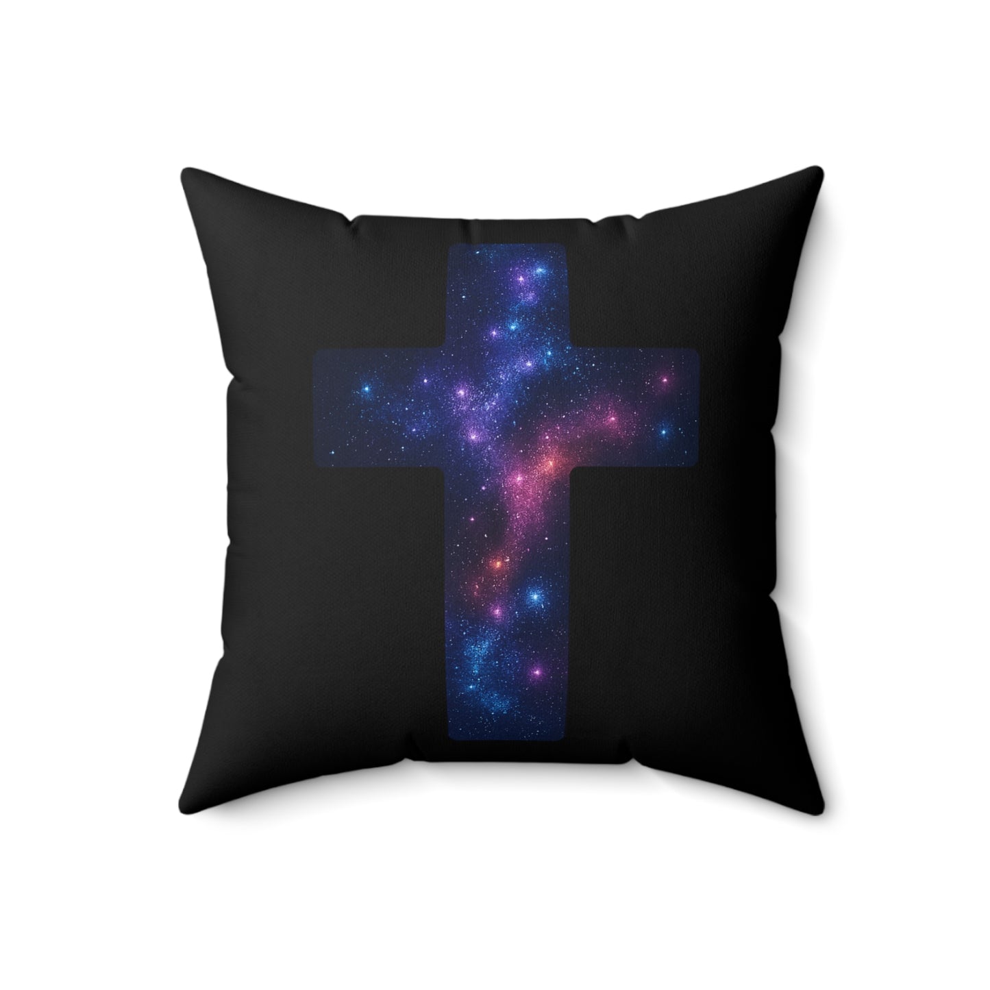 Square Pillow - Cosmic Cross Design Christian Pillow Spiritual Decor Faith Based Throw Religious Decoration Gift for Believers