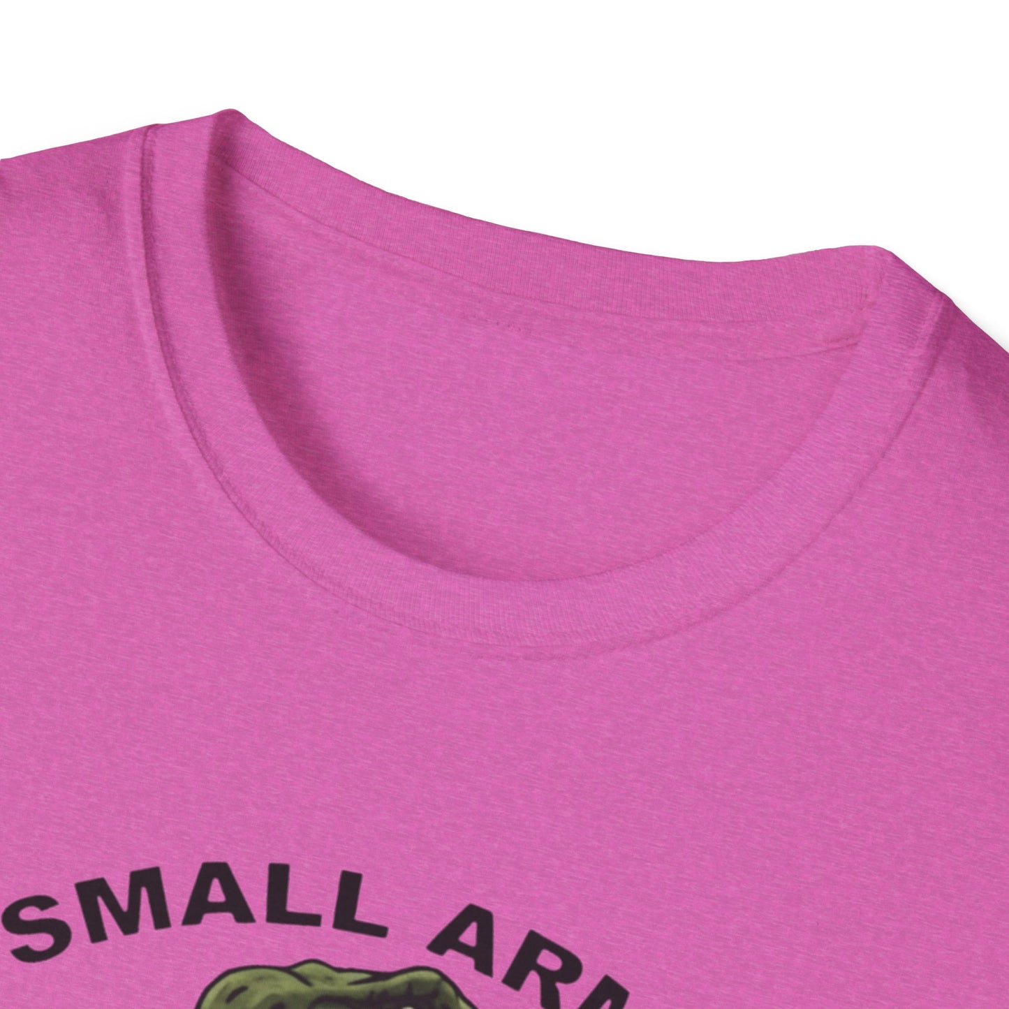 Funny Small Arms Dealer T-Rex Shirt, Dinosaur Pun Tee, Hilarious Graphic T-Shirt for Men & Women, Great Gift for Dad, Friend, or Coworker