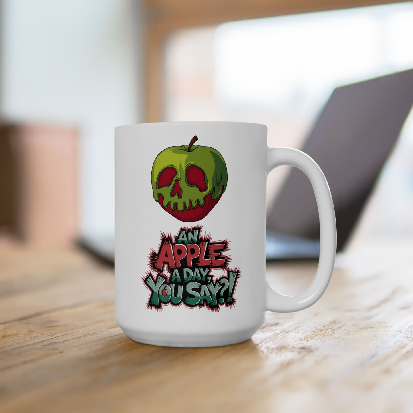 An Apple a Day You Say Mug – Spooky Poison Apple Coffee Cup, Dishwasher Safe Ceramic, Funny Gothic Halloween Gift for Horror & Dark Humor Fans
