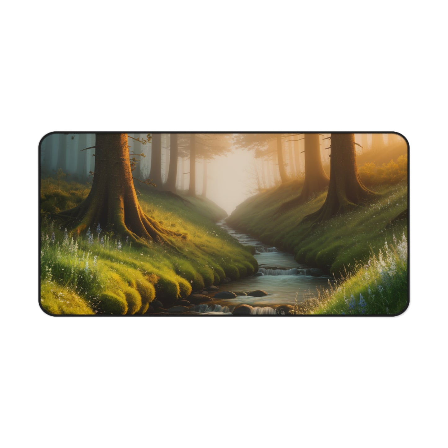 Desk Mat Mouse Pad with Forest Stream Design Nature Decor Office Decoration Stream Home Decor