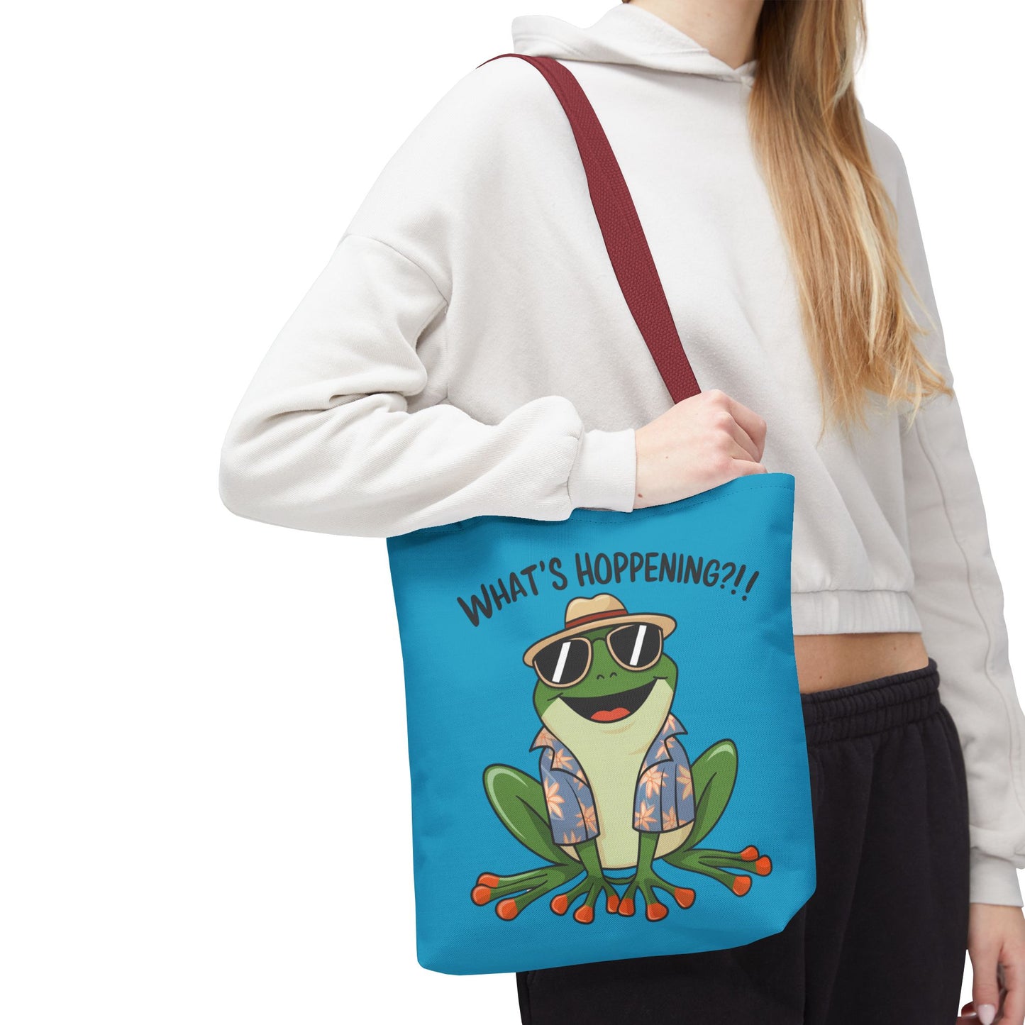 Frog Tote Bag - What's Hoppening Pun Design