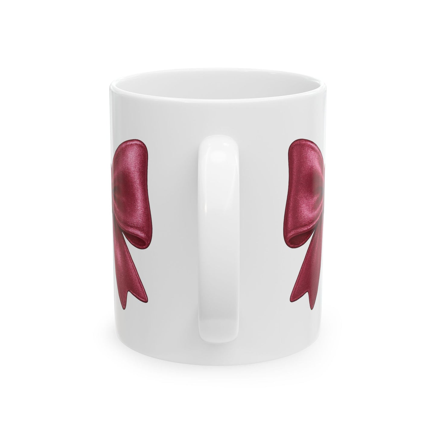 Pink Metallic Bow Mug - Cute Girly Coffee Cup | Glossy Ribbon Design | Gift for Her | Aesthetic Desk Mug | Feminine Ceramic Tea Mug