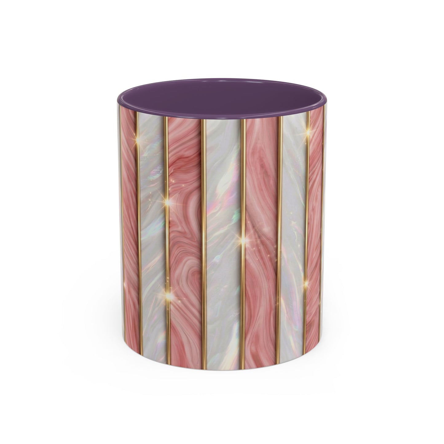 Pink Marble Coffee Mug, Gold Stripe Faux Agate Cup, Glam Desk Accessory, Elegant Tea Mug, Luxury Gift for Her, Chic Office Desk Decor