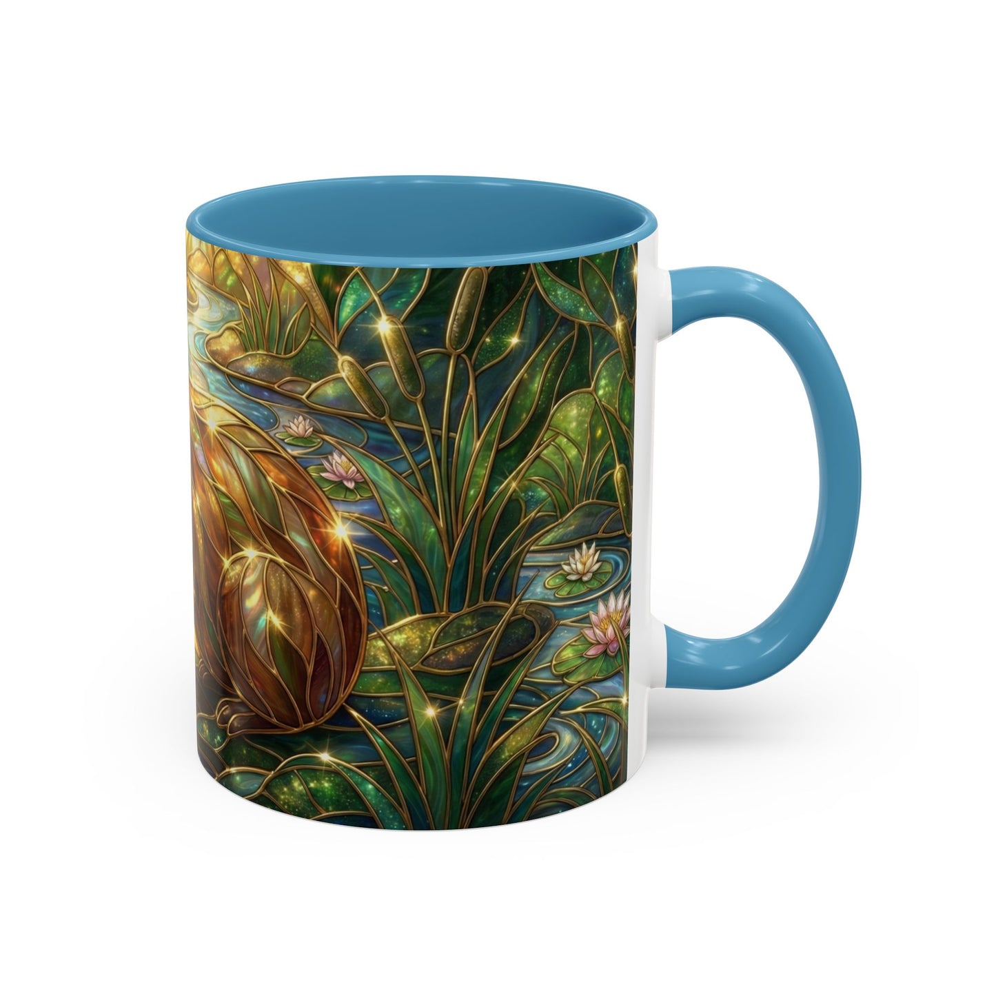 Capybara Coffee Mug, Stained Glass Capybara Art Mug, Cute Animal Lover Gift, Nature Inspired Ceramic Coffee Cup, Unique Wildlife Mug, 11oz 15oz