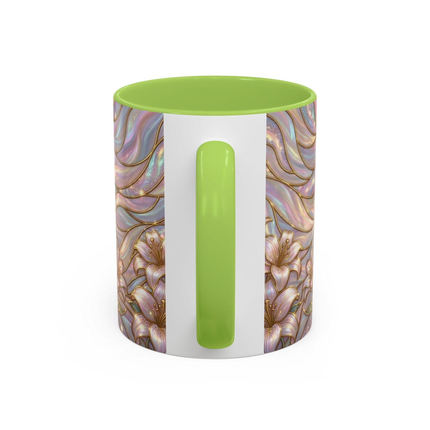 Stained Glass Cross Mug, Easter Lily Coffee Cup, Christian Gift for Women, Pastel Religious Drinkware, Dove and Faith Cup, Spiritual