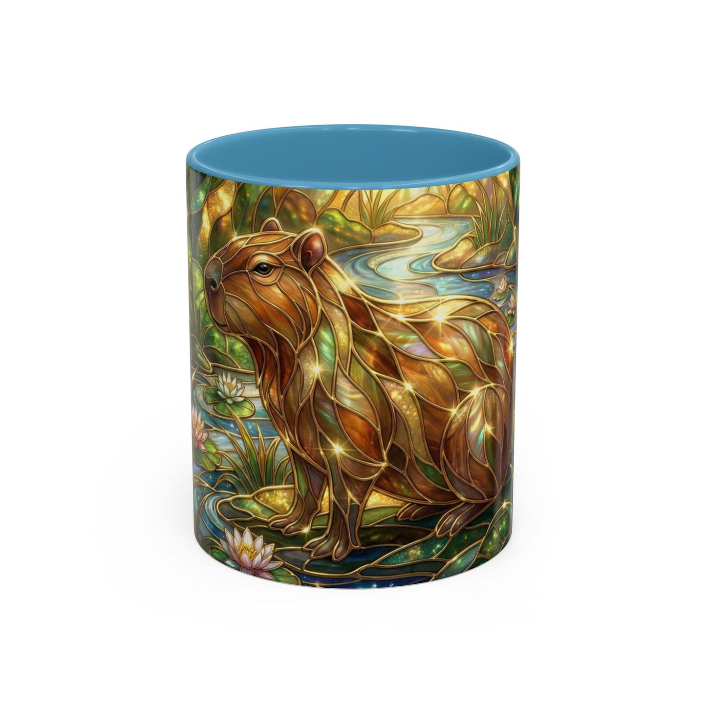 Capybara Coffee Mug, Stained Glass Capybara Art Mug, Cute Animal Lover Gift, Nature Inspired Ceramic Coffee Cup, Unique Wildlife Mug, 11oz 15oz