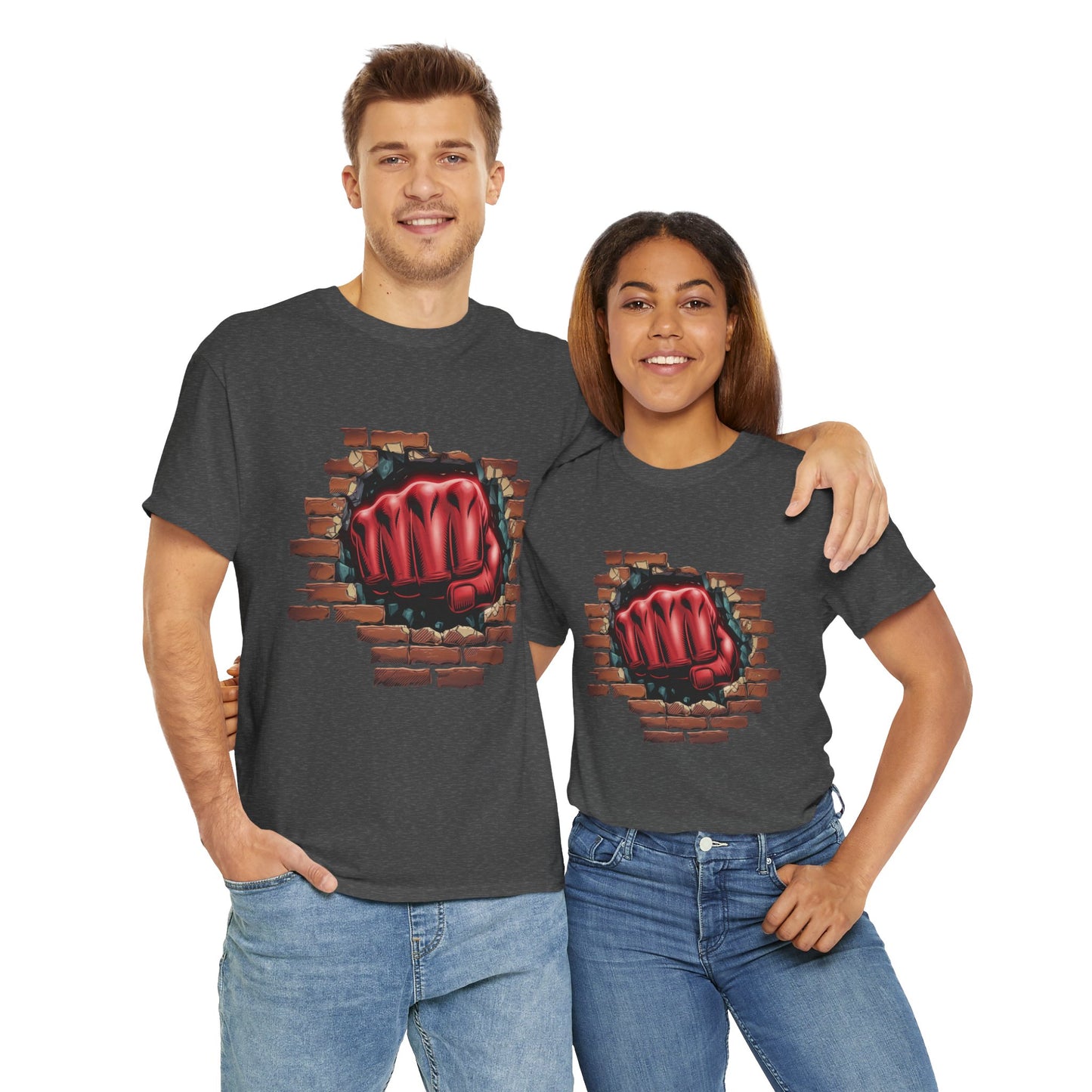 Impact Fist Graphic T-Shirt – Punch Through Brick Wall Design | Bold Streetwear Tee for Fighters, Gym & Edge-Lovers