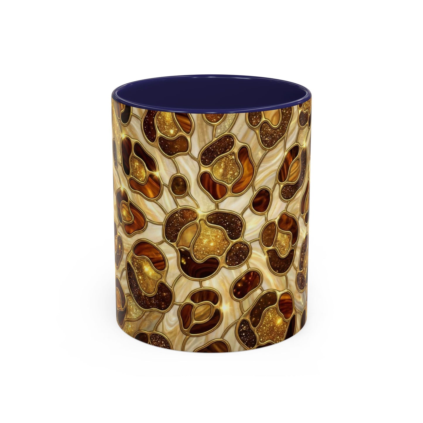 Stained Glass Leopard Print Mug, Gold Cheetah Coffee Cup, Luxury Animal Print Gift, Glam Mosaic Tea Mug, Trendy Desk Decor For Her Gifts