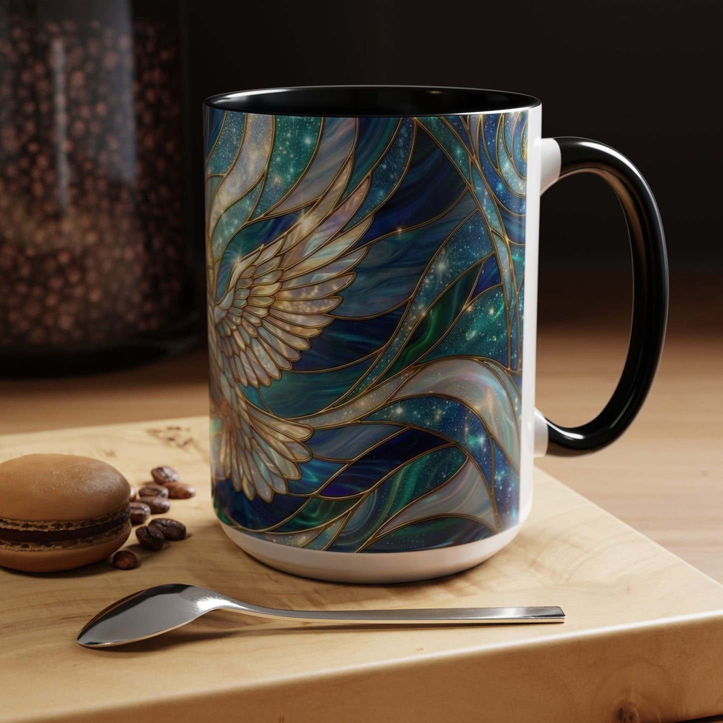 Stained Glass Dove Mug, Christian Coffee Cup, Religious Gift, Faith Art Mug, Holy Spirit Dove, Inspirational Christian Mug