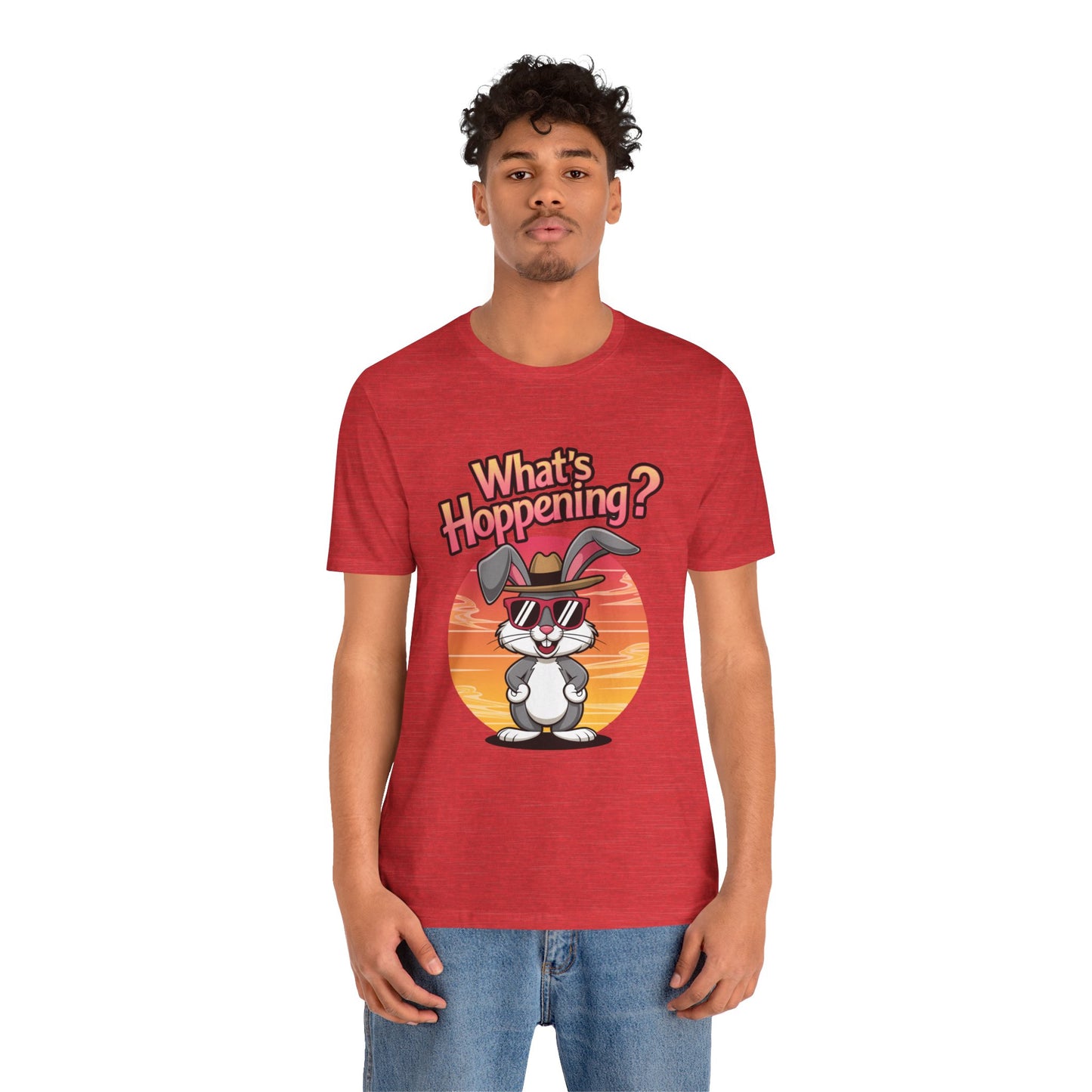 What’s Hoppening Funny Bunny Shirt – Cute Rabbit Pun T-Shirt – Sunset Graphic Tee for Animal Lovers, Easter, and Pun Enthusiasts