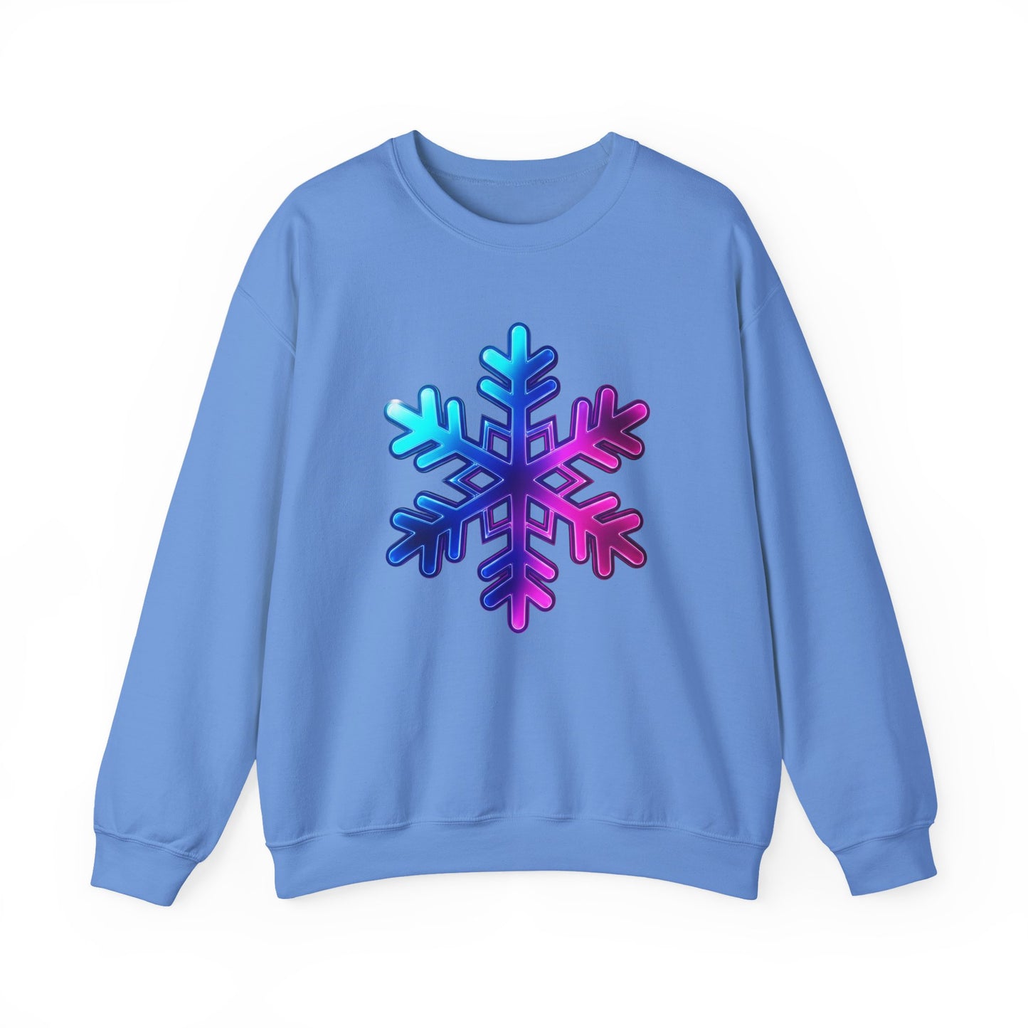 Blue Pink Gradient Snowflake Sweatshirt, Winter Aesthetic Pullover, Cozy Christmas Crewneck, Festive Holiday Sweater Gift for Her or Him