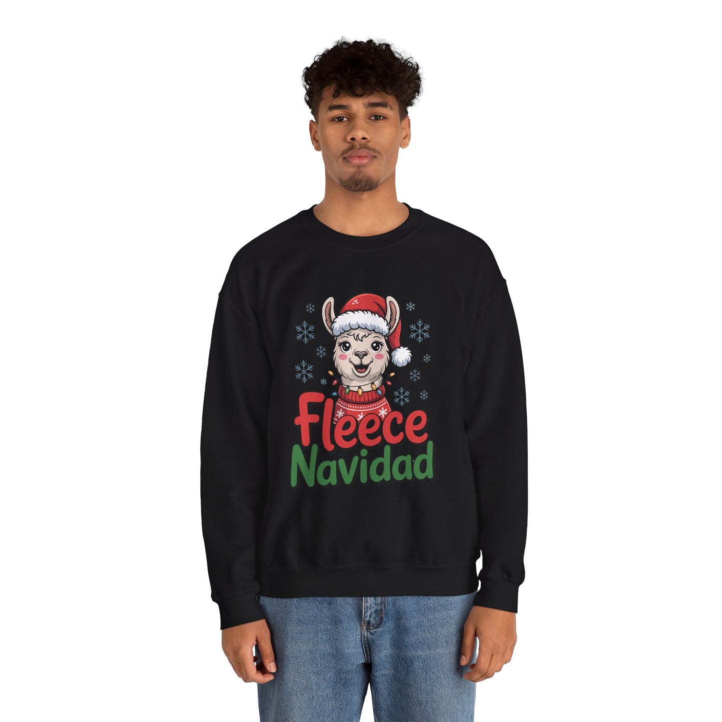 Fleece Navidad Christmas Sweatshirt, Funny Llama Holiday Sweater, Cozy Unisex Crewneck, Cute Christmas Pun Gift For Friends And Family