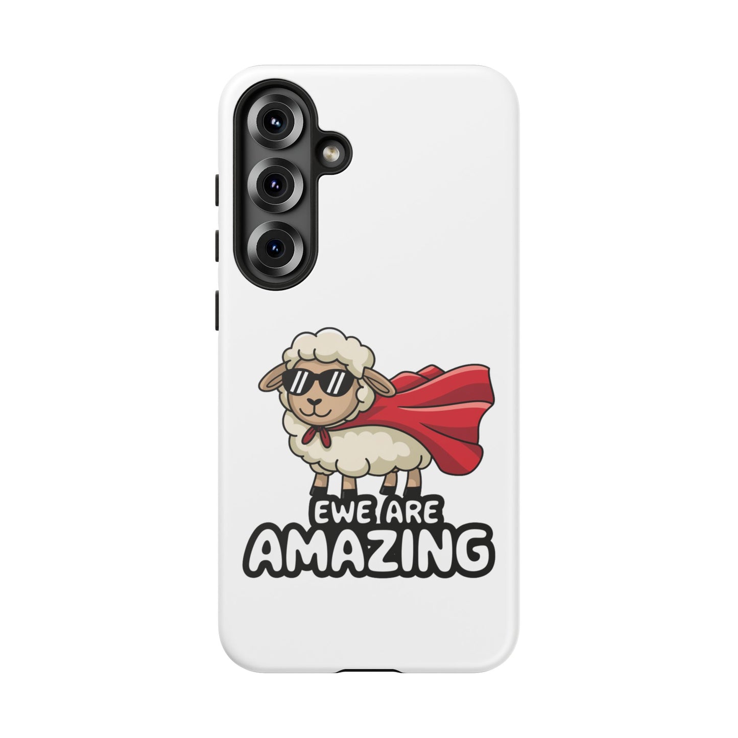 Funny Samsung Case - Cute Sheep Phone Cover - "Ewe Are Amazing" Gift for Her or Him - Animal Pun Superhero Case - Samsung Case