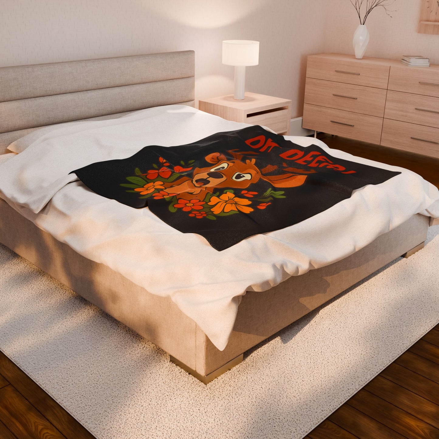 Plush Blanket - Startled Deer Oh Deer Design Wildlife Decor Deer Throw Animal Decor