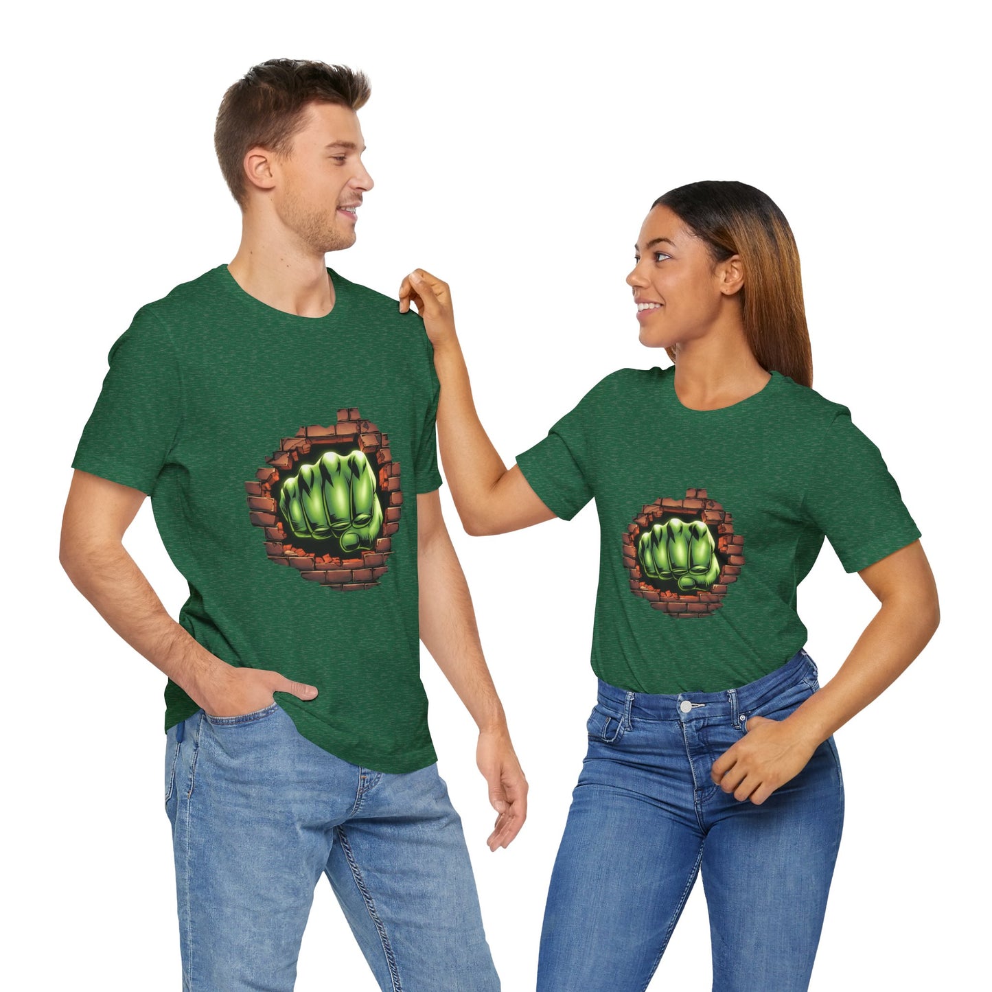 Green Hero Fist Graphic Tee – Superhero Shirt, Comic Pop Art, Gamer Gift, Y2K Dopamine Aesthetic, Funny Nerd Fashion, Unisex T‑shirt