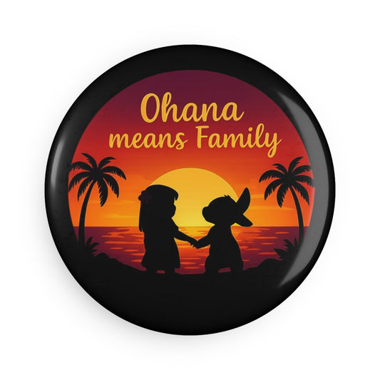 Ohana Means Family Magnet – Cute Hawaiian Fridge Magnet, Family-Inspired Gift, Family Keepsake, Sunset Scene Decor