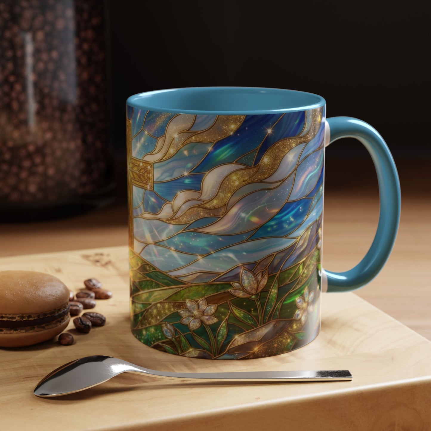 Stained Glass Cross Mug, Christian Coffee Mug, Faith Inspired Art Cup, Religious Gift For Women Men, Inspirational Christian Mug