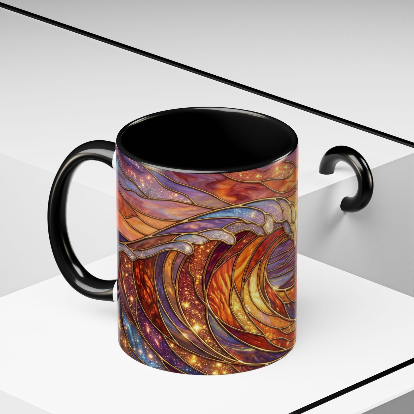 Stained Glass Wave Mug, Ocean Sunset Coffee Cup, Vibrant Beach Art, Sea Lover Gift, Mosaic Tea Cup, Summer Kitchen Decor, Nature Drinkware
