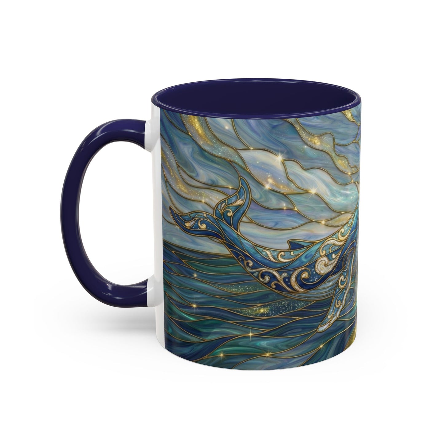 Whimsical Whale & Giraffe Accent Coffee Mug — Artistic Ocean-Sky Illustration (11/15oz)