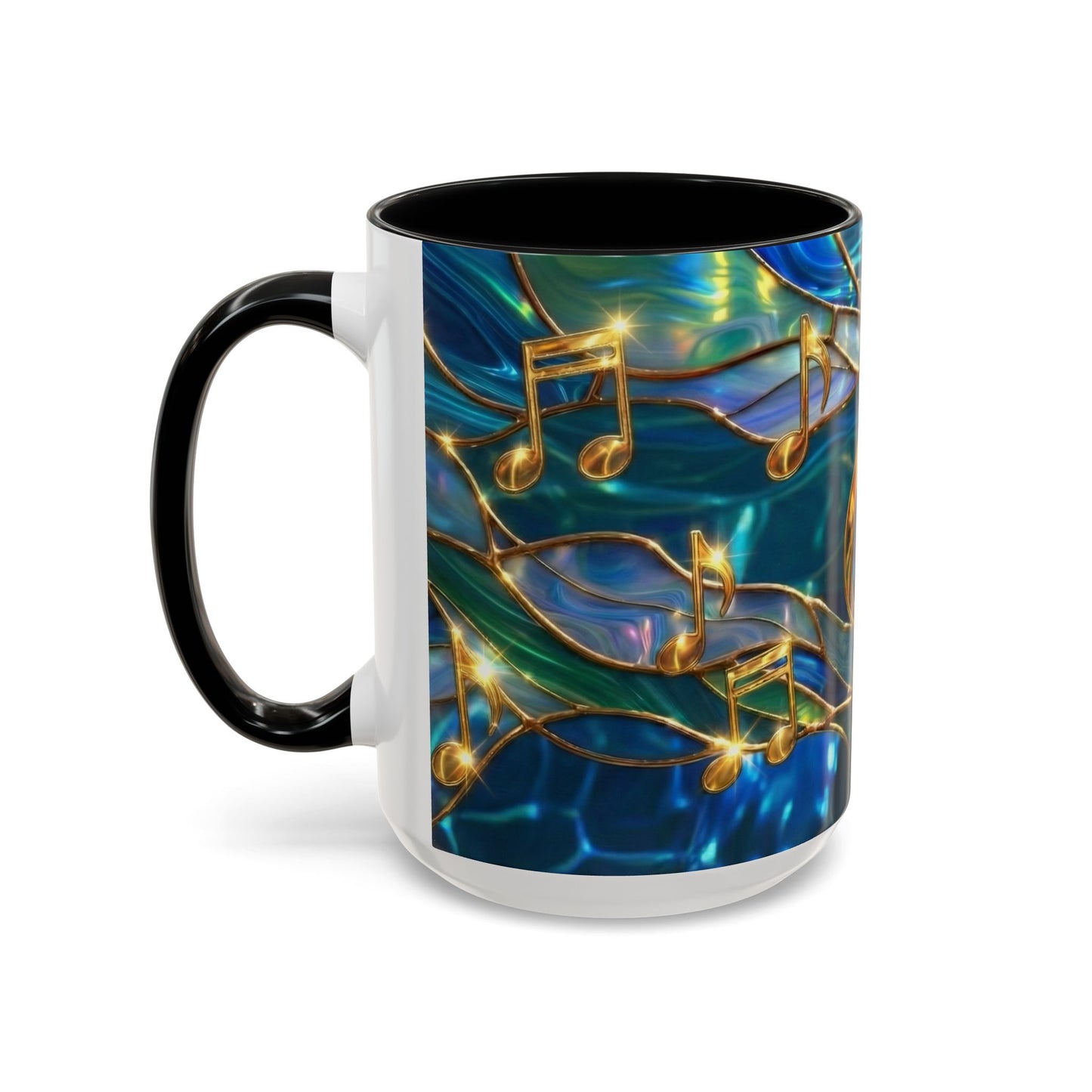 Music Notes Mug, Stained Glass Music Coffee Mug, Musical Gift Mug, Music Lover Cup, Music Teacher Gift, Artistic Coffee Mug
