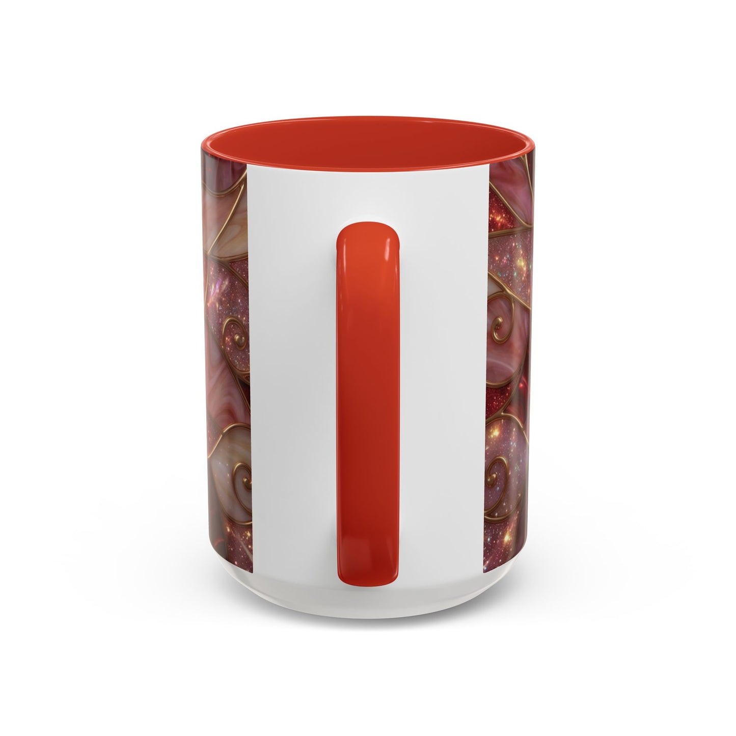 Stained Glass Heart Mug, Valentine Coffee Mug, Romantic Love Cup, Pink Red Ceramic Mug, Gift For Her, Anniversary Gift