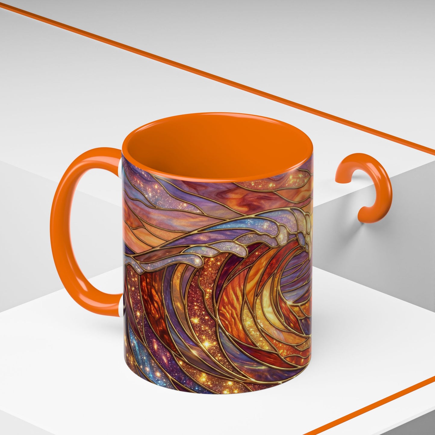Stained Glass Wave Mug, Ocean Sunset Coffee Cup, Vibrant Beach Art, Sea Lover Gift, Mosaic Tea Cup, Summer Kitchen Decor, Nature Drinkware