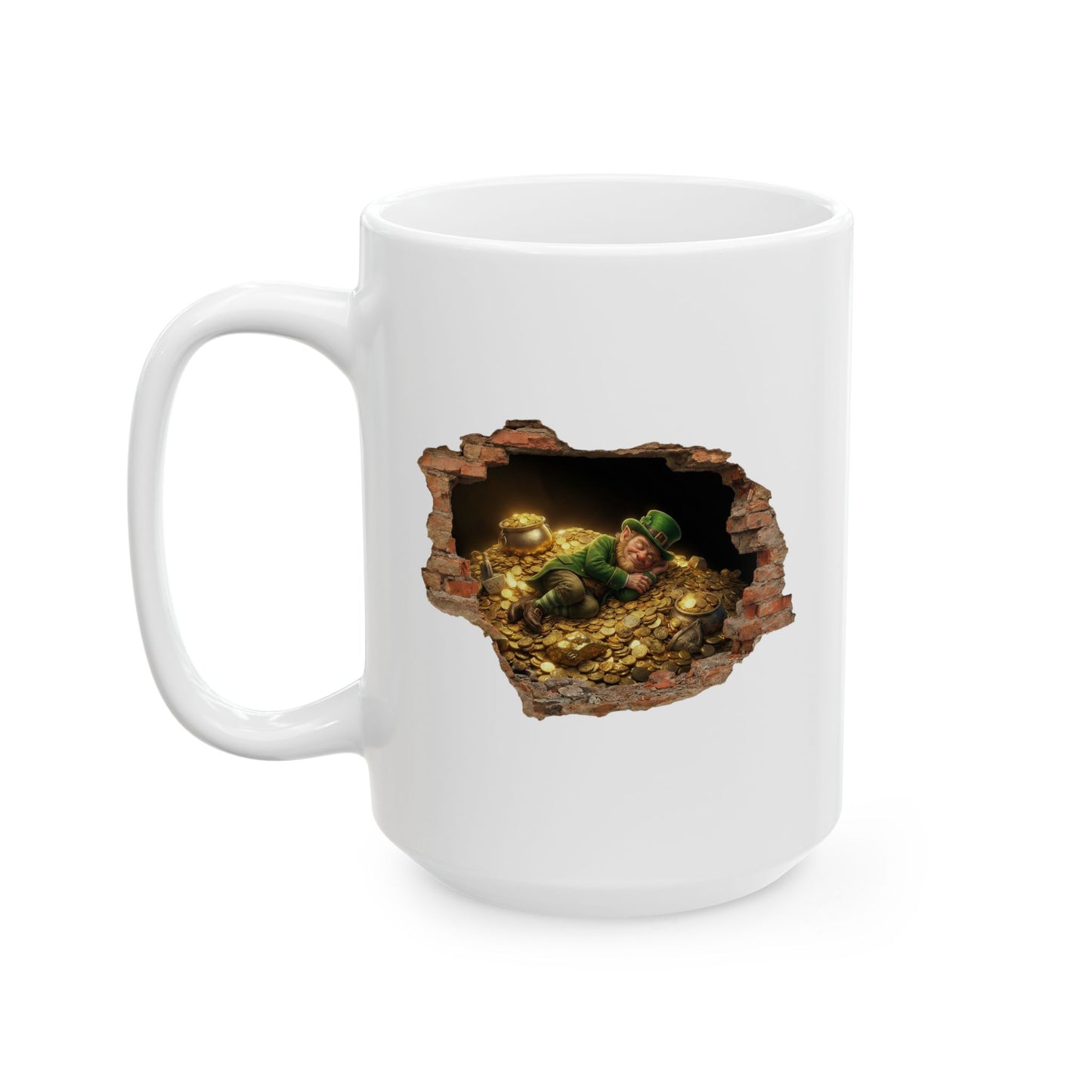 Leprechaun Coffee Mug, St Patricks Day Mug, Irish Gold Mug, Cute Leprechaun Art Cup, St Paddy Gift, Funny Irish Coffee Mug