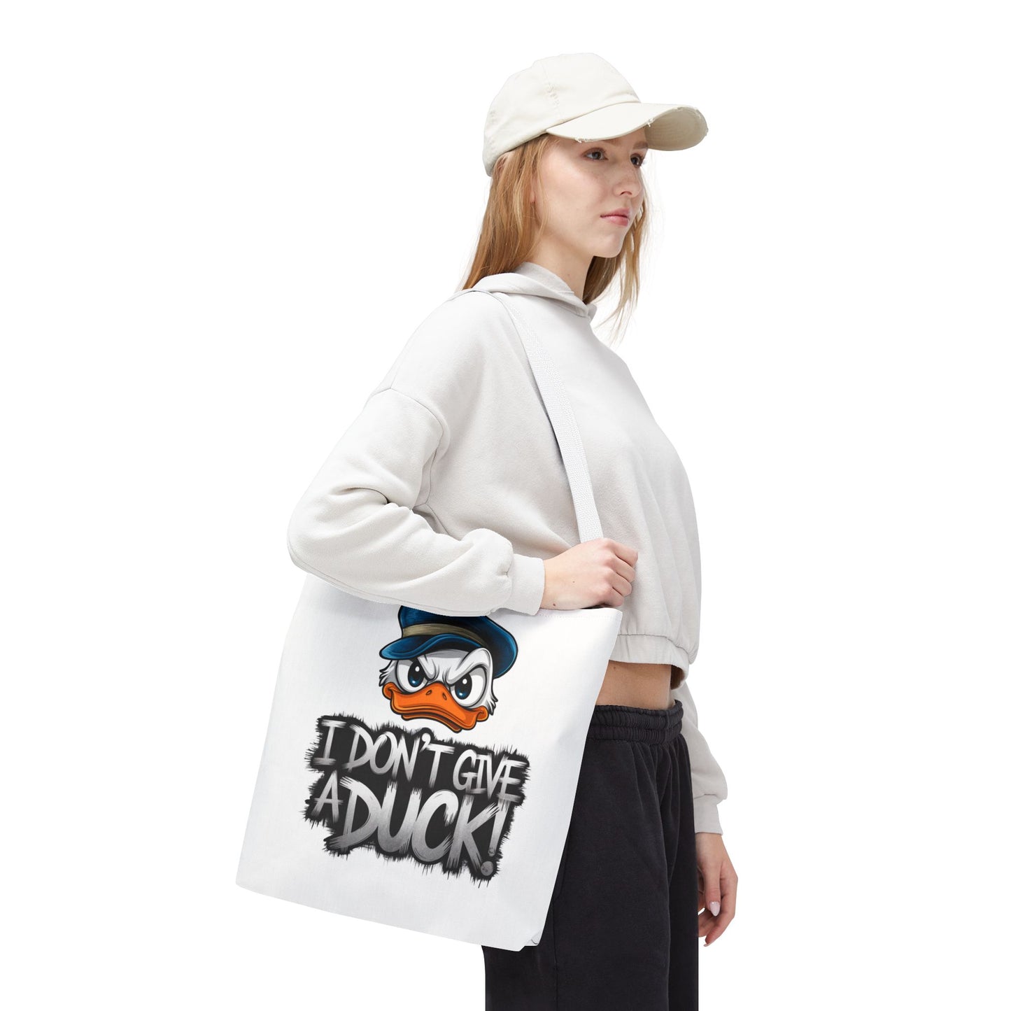 Funny Grumpy Duck Tote Bag | I Don’t Give A Duck Canvas Tote | Eco Reusable Cotton Gift Tote | Cute Animal Humor Market Bag