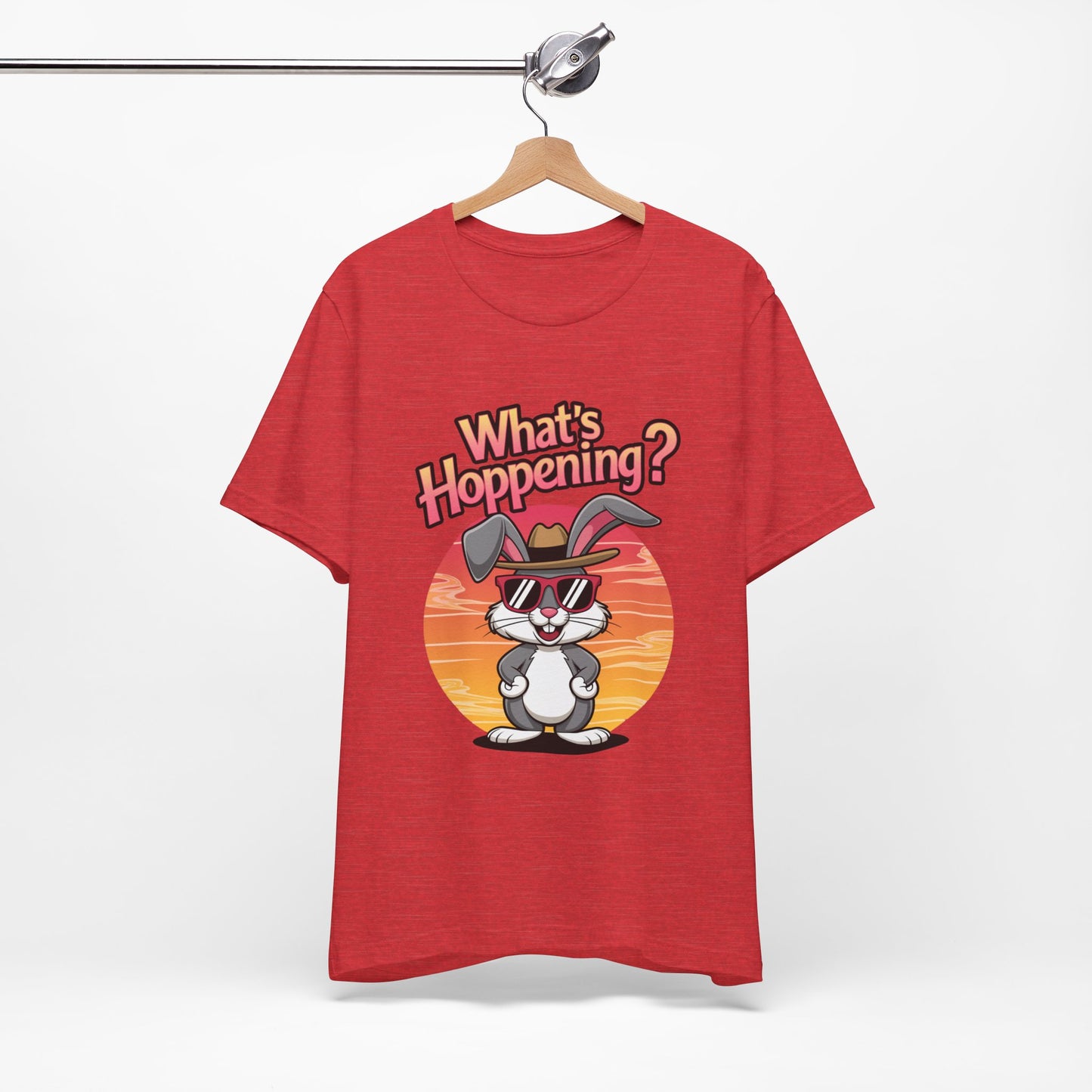 What’s Hoppening Funny Bunny Shirt – Cute Rabbit Pun T-Shirt – Sunset Graphic Tee for Animal Lovers, Easter, and Pun Enthusiasts