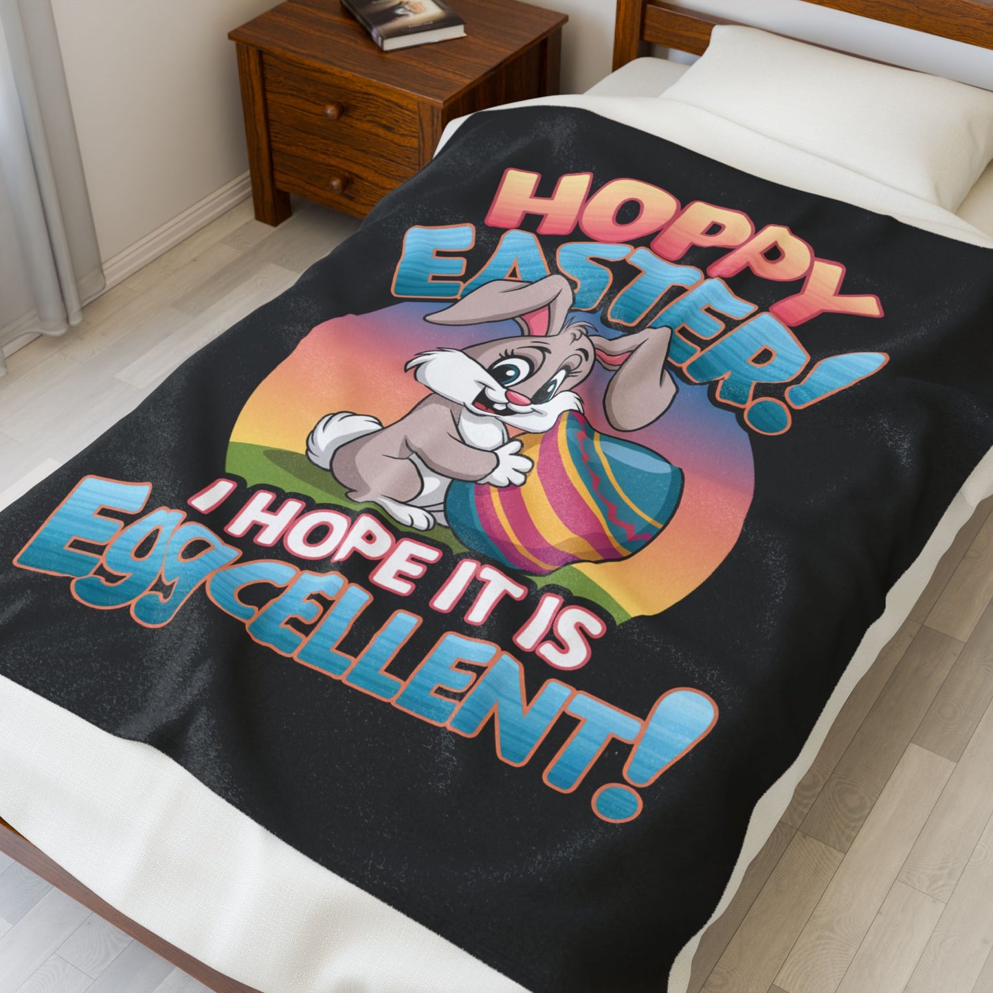 Happy Easter Plush Blanket Easter Decor Easter Bunny Throw Bunny Decoration