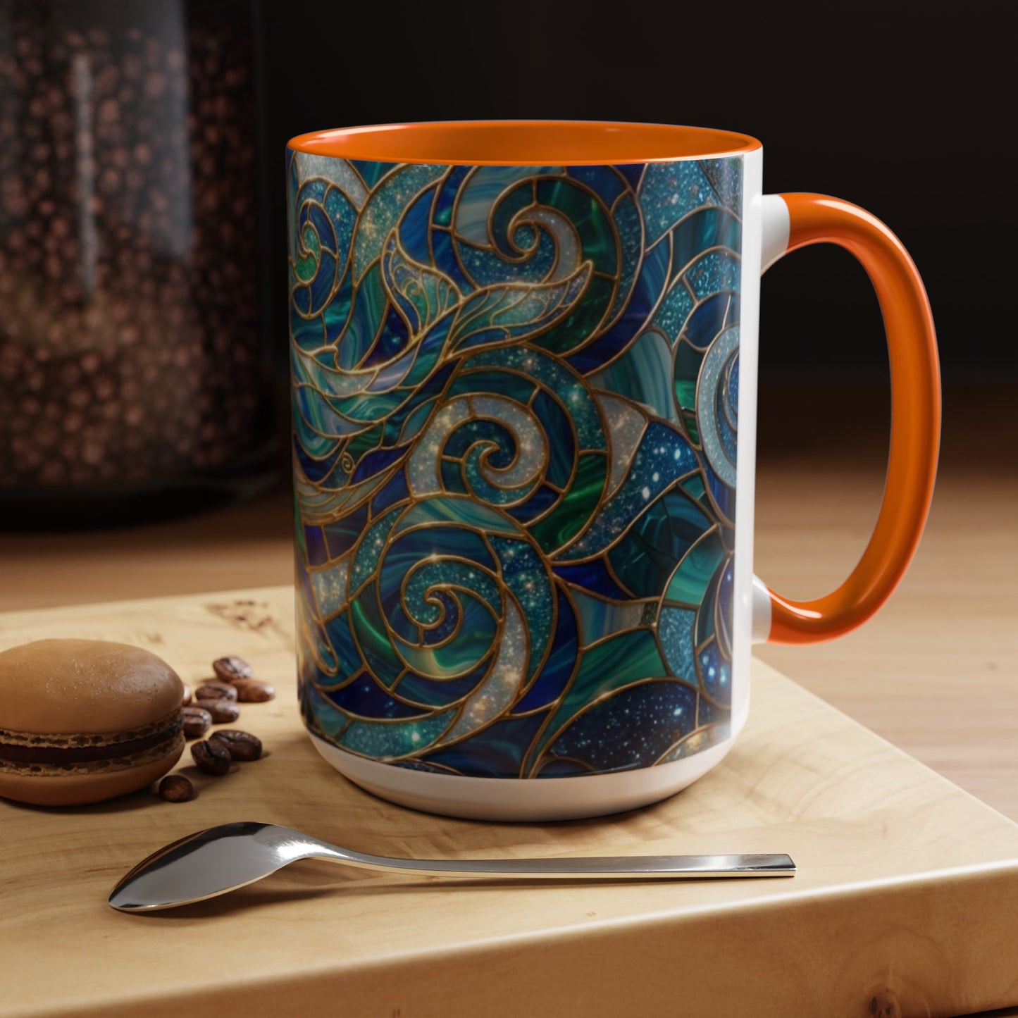 Stained Glass Whale Mug, Ocean Art Coffee Cup, Blue Sea Life Design, Nautical Gift For Ocean Lovers, Colorful Stained Glass Whale Cup