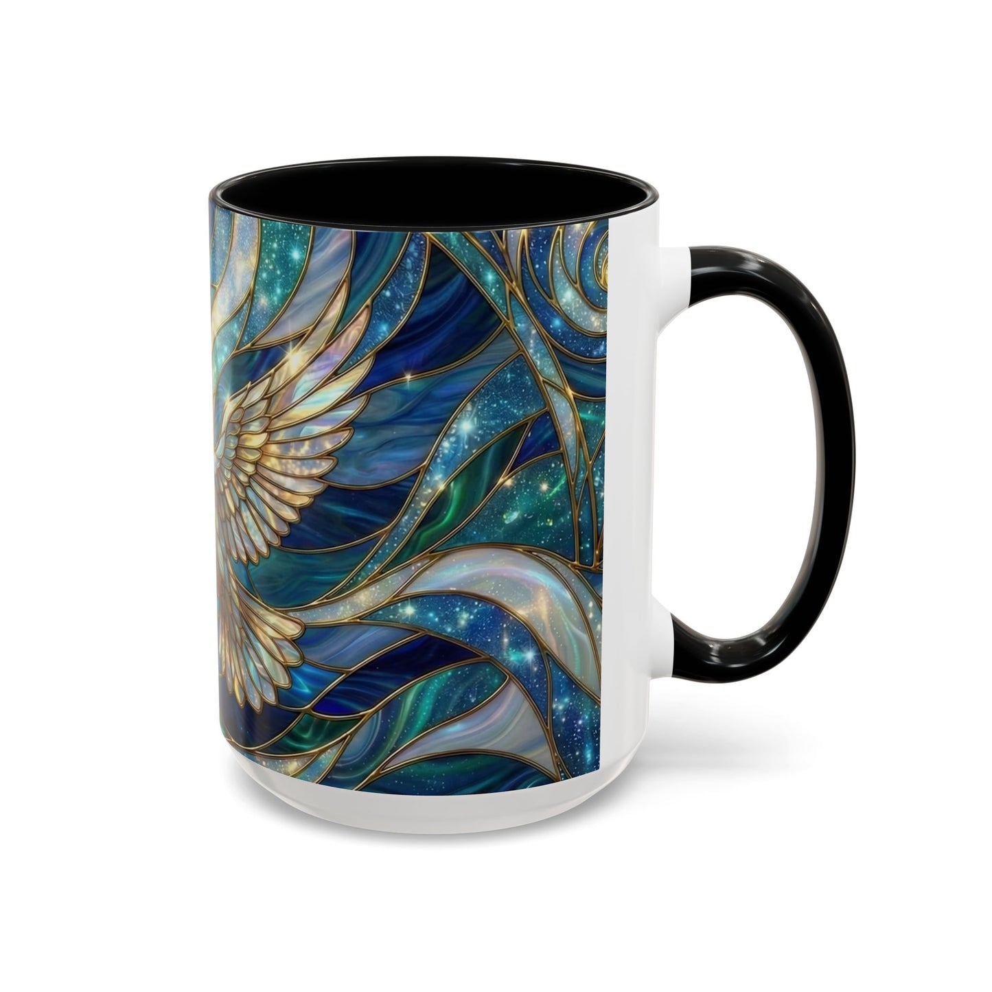 Stained Glass Dove Mug, Christian Coffee Cup, Religious Gift, Faith Art Mug, Holy Spirit Dove, Inspirational Christian Mug